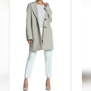 Tahari Jayden Crepe Topper Jacket Long Blazer Cream Tan Size XS